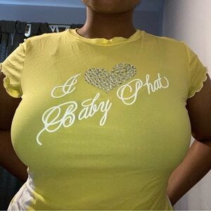 Y2K Rare Bedazzled Baby Phat Large Yellow Women's Top!
